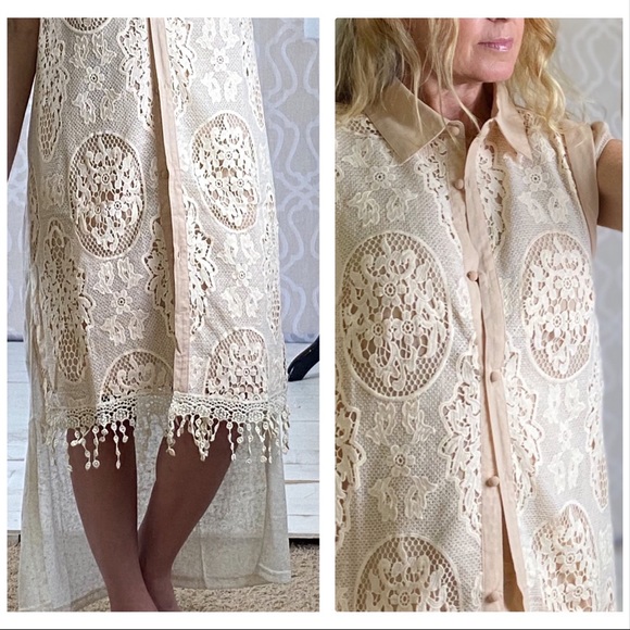 Ryu Handmade Antique Ivory Lace Cardigan Duster - Picture 5 of 9